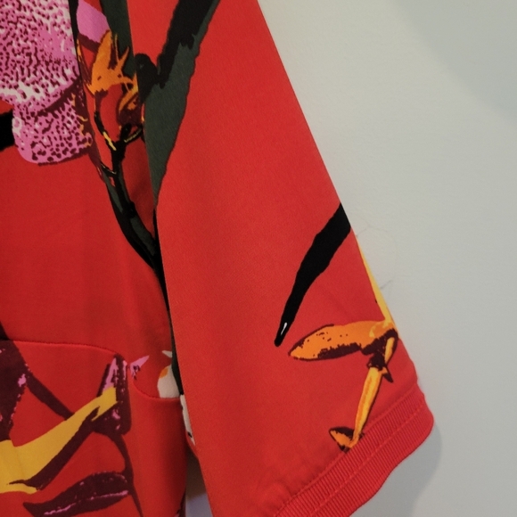 GILL Colourful Red Print Maxi Sheath Dress High Leg Slits Short Sleeves MP Size - Picture 6 of 8